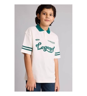 Defacto Oversize Ekru Erkek Çocuk Polo Yaka T-shirt G7474A8/ER105