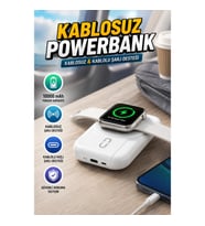 10000 mAh 22.5W Hızlı Şarj Destekli Kablosuz Powerbank 4’ü 1 Arada Taşınabilir