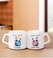 Çiftlere Özel İsimli Sevimli Panda Temalı Espresso Bardak
