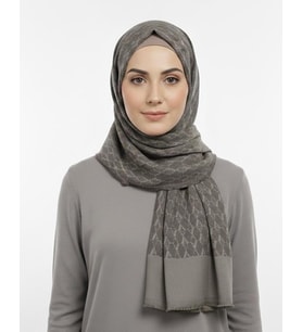 ARMANDA COTTON MONOGRAM DESEN ŞAL - 3098-1015 (Kahverengi)