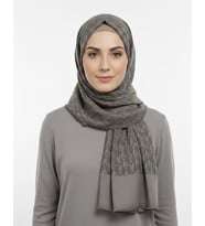 ARMANDA COTTON MONOGRAM DESEN ŞAL - 3098-1015 (Kahverengi)