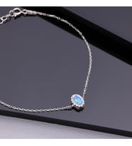 925 Ayar Gümüş Aquamarine Taşlı Oval Bileklik