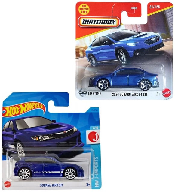 2 Araç Set - Hot Wheels Subaru WRX Sti & Matchbox 2024 Subaru WRX