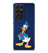 Samsung Galaxy S21 Ultra Soft Premier Kapak Donald Duck-C Tasarımlı Silikon Kılıf - Lacivert (Şeffaf)