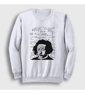 Presmono Unisex Beyaz Formulas Scientist Albert Einstein Sweatshirt 333828tt