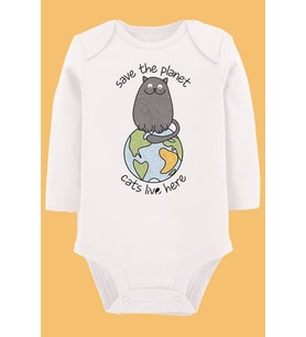 Organik Baskılı Pamuklu Unisex Bebek Body UZUNE200