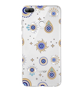 PrintiFy Huawei Honor 9 Lite ile Uyumlu 1mm Slim Fit Nazar Boncuğu 5 Baskılı Şeffaf  Kılıf
