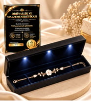 925 Ayar Gümüş Kadın Bileklik GOLD Manolya Çiçeği Modeli Premium Işıklı Kutulu