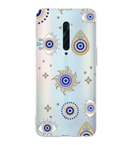 PrintiFy Oppo Reno 2Z  ile Uyumlu 1mm Slim Fit Nazar Boncuğu 5 Baskılı Şeffaf  Kılıf