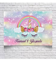 Unicorn Temalı Doğum Günü Afişi 35X50 cm