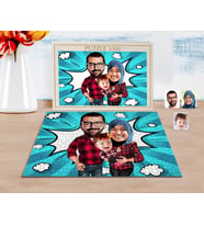 BK Gift Kişiye Özel Tesettürlü Aile Karikatürlü 1000 Parça Profesyonel Puzzle-2