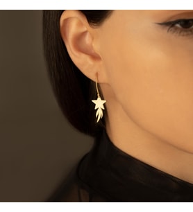 DKMN Gümüş Kayan Yıldız Sallantı Küpe Kadın Gümüş Küpe (Gold)