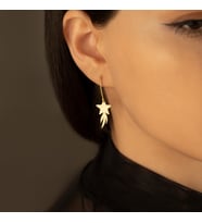 DKMN Gümüş Kayan Yıldız Sallantı Küpe Kadın Gümüş Küpe (Gold)