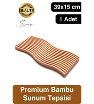 Premium Çok Amaçlı Diktörtgen Çift Taraflı Düz Dalgalı Oyuk Desenli Ahşap Bambu Sunum Tepsi 39x15 cm