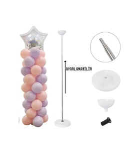 Metal Çubuklu Yüksekliği Ayarlanabilir Balon Kulesi Standı– 210 cm Dayanıklı & Şık Tasarım