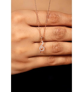 Zirkon Taşlı Rose Sol Anahtarı Minimal Gümüş Kolye