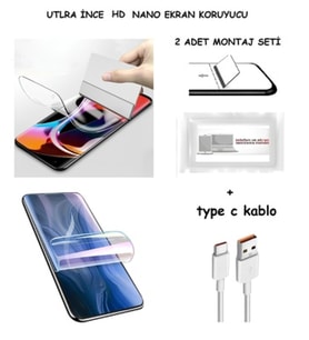 Samsung Galaxy A24 Nano Ekran Koruyucu Ultra İNCE Esnek Hd Şeffaf + Type C Kablo