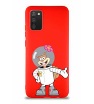 Samsung Galaxy A02S Soft Premier Kapak Sandy Tasarımlı Silikon Kılıf - Kırmızı (Şeffaf)