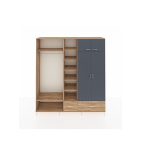 Hyperion Dolap 12 Raflı 2 Çekmeceli 2 Askılı 220x44x243 Çam-Antrasit/Çam