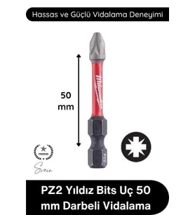 #Vidalama PZ2 Yıldız Bits Uç 50 Mm Darbeli Vidalama Tornavida Aksesuarı Profesyonel Çelik Şok Emici