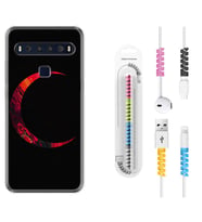 TCL 10L 10 Plus 10SE 20E 20SE 30SE L7 Kılıf Kablo Koruma Spiral Silikon Red Moons 1747