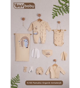VaVBaby Organik Hastane Çıkışı 10’lu Uyuyan Ayıcık - Mavi