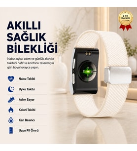Krem Akıllı Bileklik Sağlık ve Aktivite Takipli Nabız Uyku Kalori ve Kan Basıncı Takibi