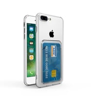 Apple iPhone 7 Kılıf Kartlıklı Şeffaf Zore Setra Kartlıklı Şeffaf Silikon Kılıf (Renksiz)
