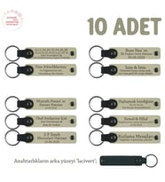Sütlü Kahve & Lacivert, Anneler Günü İçin İsim Yazılı Hatıra Anahtarlık 10’lu Set