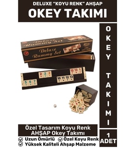 Premium Uzun Ömürlü Dayanıklı Aile Ev Arkadaş Kahve Cafe Oyun Takımı AHŞAP KOYU RENK 101 Okey Takımı