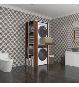 Kenzlife çamaşır-kurutma makinesi dolabı bacce sol cvz 187*090*60 çekmeceli banyo (Beyaz)