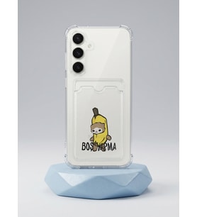Samsung Galaxy S25 Boş Yapma Muz Detaylı Kart Bölmeli Şeffaf Telefon Kılıfı - SSSSSS3100-521