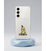 Samsung Galaxy S25 Boş Yapma Muz Detaylı Kart Bölmeli Şeffaf Telefon Kılıfı - SSSSSS3100-521