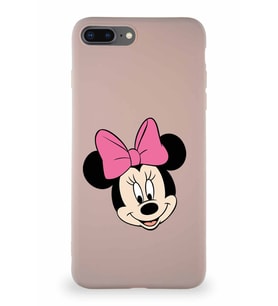 Apple iPhone 7 Plus Soft Premier Kapak Minnie Mouse-C Tasarımlı Silikon Kılıf - Pudra (Şeffaf)