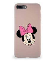 Apple iPhone 7 Plus Soft Premier Kapak Minnie Mouse-C Tasarımlı Silikon Kılıf - Pudra (Şeffaf)