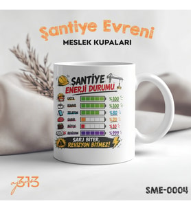 Komik Şantiye Kupası – "Şarj Biter Revizyon Bitmez" Baskılı Seramik Kupa