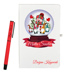 Arkadaşa Hediye Yeni Yıl Hediyesi Kişiye Özel Defter ve Roller Kalem Seti