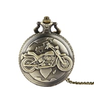 Kişiye özel Retro Motosiklet Büyük Boy Kuvars Köstekli Kolye Saat