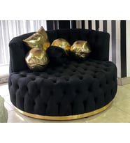 Most Hallow Kapitoneli Gürgen Berjer Silinebilir Kadife Kumaş Gold Kasa (Evinize Teslim) (Siyah)