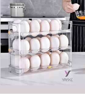 Yayke30 Bölmeli Yumurtalık - 3 Katlı Yumurta Rafı Saklama Kabı