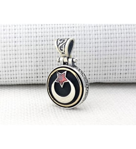 Ayyıldız Tasarımlı Ortası Dönen 925 Ayar Gümüş Kolye Ucu