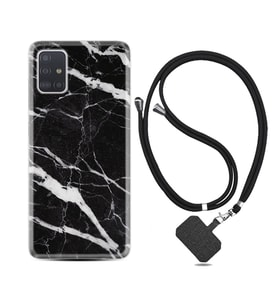 Samsung a71 A72 A73 A7 A9 2018 C7 C9 Kılıf Boyun Askılı Silikon Siyah Şerit Mermer 1318