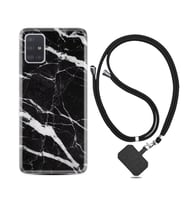 Samsung a71 A72 A73 A7 A9 2018 C7 C9 Kılıf Boyun Askılı Silikon Siyah Şerit Mermer 1318