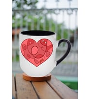 Love Kalp Baskılı İçi Siyah Lüx Kupa Bardak Porselen Çay Kahve Fincanı