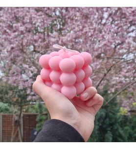 3’lü Kişiye Özel Renk Seçimli Bubble Küp Mum Seti – Modern Dekoratif El Yapımı Soya Mum (Çok Renkli-Naturel)