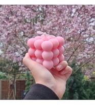 3’lü Kişiye Özel Renk Seçimli Bubble Küp Mum Seti – Modern Dekoratif El Yapımı Soya Mum (Çok Renkli-Naturel)