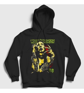 Presmono Unisex Siyah Poster Marilyn Manson Kapüşonlu Sweatshirt 550902tt
