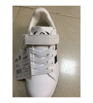 Cool Cooper Çocuk Bantlı Cilt Sneaker Spor Ayakkabı (Beyaz-Siyah)