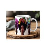 Üçlü Afro Kadın Tasarımlı Beyaz Seramik Baskılı Kupa Bardak 330ml