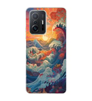 Xiaomi Mi 11T - 11T Pro Uyumlu Kanagawa Dalga ve Doğa Tasarımlı Şeffaf Telefon Kılıfı
